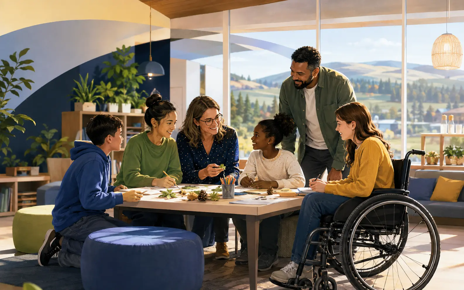 Communauté éducative inclusive réunissant des personnes de diverses origines et capacités